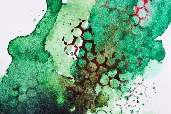 Soyut Yeşil Arkaplan Kağıt Üzerinde Çok Renkli Fırça Darbeleri Boya — Stok fotoğraf