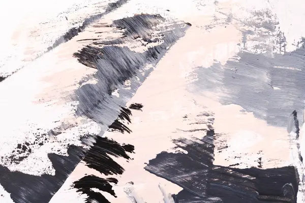 Abstracte Zwart Wit Achtergrond Chaotische Penseelstreken Verfvlekken Wit Papier Heldere — Stockfoto