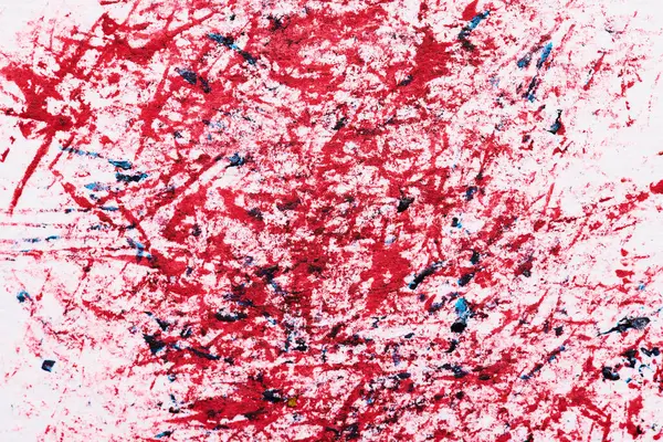 Abstracte Rode Achtergrond Chaotische Penseelstreken Verfvlekken Wit Papier Heldere Contrasterende — Stockfoto