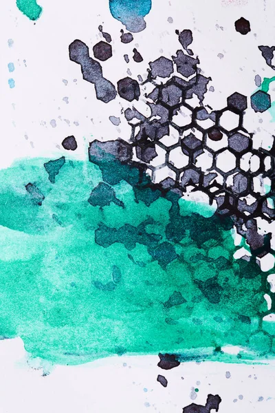 Abstrakter Grüner Hintergrund Mehrfarbige Pinselstriche Und Farbflecken Auf Papier Kontrastreicher — Stockfoto