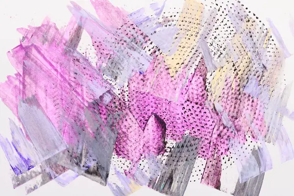 Abstracte Paarse Achtergrond Multi Color Penseelstreken Verf Vlekken Wit Papier — Stockfoto