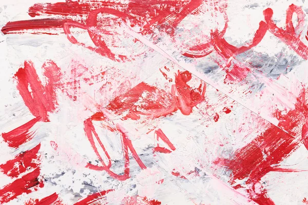 Fondo Rojo Abstracto Pinceladas Caóticas Manchas Pintura Sobre Papel Blanco — Foto de Stock