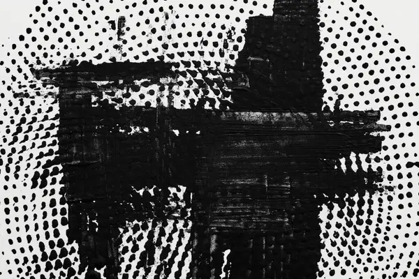 Abstrakcyjne Tło Czarne Kropki Plamy Farby Białym Papierze Graficzne Kontrastowe — Zdjęcie stockowe