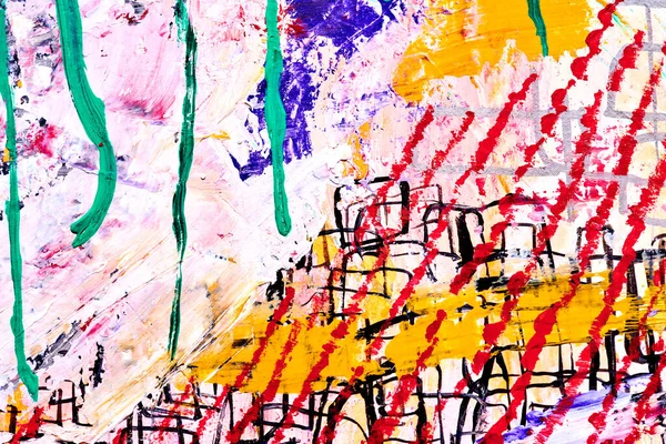 抽象的な背景 多色の明るい芸術のコラージュ プリント招待状 ポストカードのパターンデザイン ワックスのクレヨン ポスター 多彩な壁紙 子供の映像とのデッサン — ストック写真