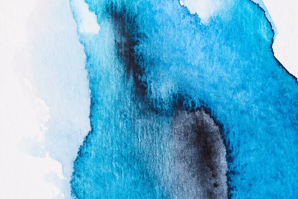 抽象的なブルーの背景 水彩インク多色アートコラージュ ホワイトペーパーにアクリル塗料の汚れ ブロット ブラシストローク — ストック写真