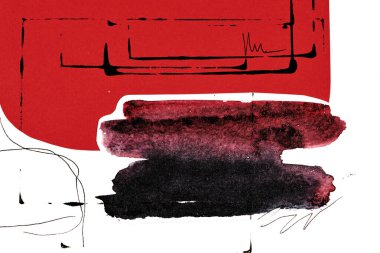 Soyut arka plan, çok renkli sanat kolajı. Basılı davetiye kartı ve kartpostal için yaratıcı desen tasarımı. Resim posteri, renkli duvar kağıdı. Siyah, kırmızı, beyaz renkler