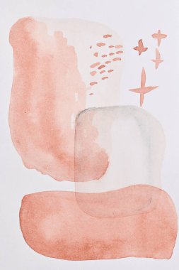 Soyut arkaplan. Suluboya mürekkep çok renkli sanat kolajı. kırmızı lekeler, lekeler ve fırça darbeleri beyaz pape üzerinde akrilik boya