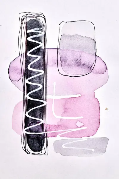 Abstrakt Bakgrund Akvarell Bläck Flerfärgad Konst Collage Lilaclila Fläckar Blottar — Stockfoto