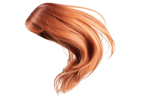 Естественный Глядя Блестящие Волосы Красные Кудри Изолированы Белом Фоне Копировальным — стоковое фото