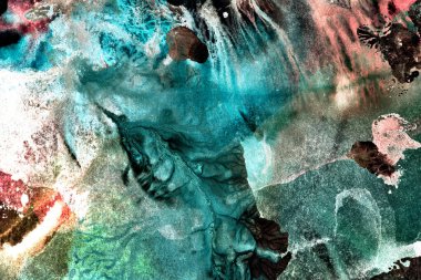 Çok renkli soyut arkaplan. Renkli akrilik mürekkep lekeleri, lekeler, duvar kâğıdı baskısı, sıvı sanat. Yaratıcı arkaplan, kaotik boya fırça darbeleri