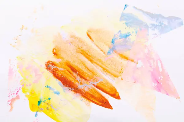 多色抽象的な背景 水彩画のブロット ライン ブラシのストローク 明るい対照インク 描画ポスター — ストック写真