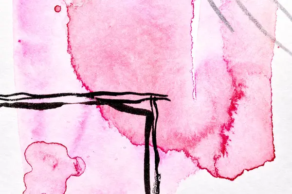 Multicolor Elvont Háttér Akvarell Festék Foltok Foltok Fehér Papíron Rózsaszín — Stock Fotó