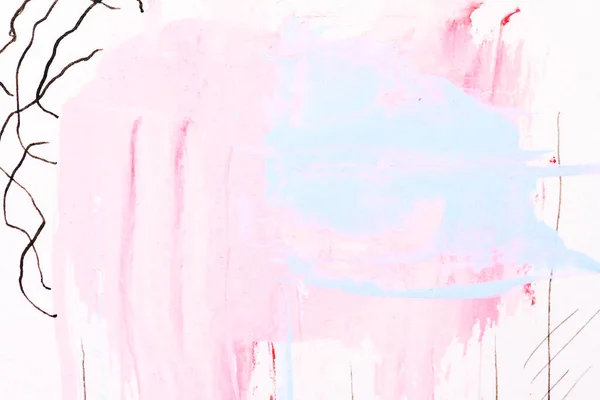 彩色抽象背景 水彩画斑斑和白纸上的污迹 粉红墨水 — 图库照片