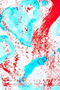 Çok renkli soyut arkaplan, suluboya lekeleri, beyaz kağıda çizgiler ve fırça darbeleri, parlak zıt mürekkep, poster çizimi