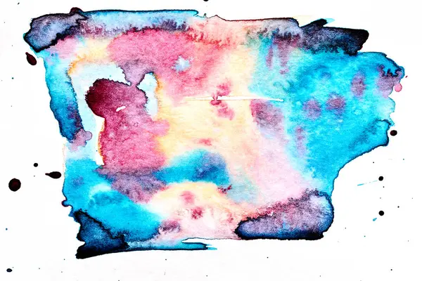 Mehrfarbiger Abstrakter Hintergrund Aquarell Farbkleckse Linien Und Pinselstriche Auf Weißem — Stockfoto