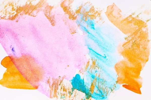 Flerfärgad Abstrakt Bakgrund Akvarell Färg Fläckar Linjer Och Penseldrag Vitt — Stockfoto