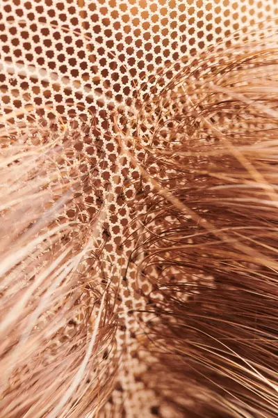 Naturlig Ser Blond Peruk Närbild Detaljer Naturliga Hår Förlängningssystem — Stockfoto