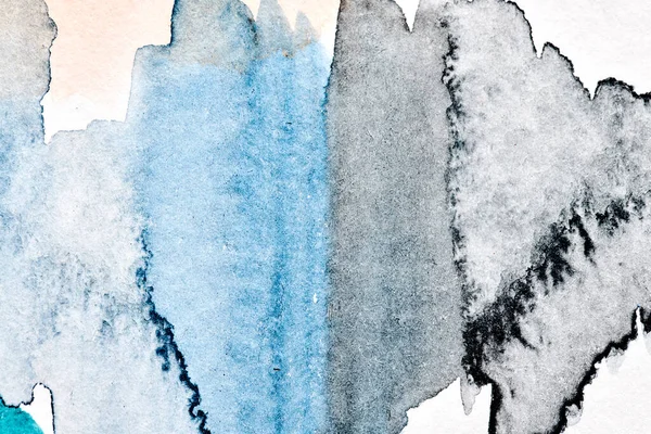 Abstract Achtergrond Aquarelverf Vlekken Vlekken Wit Papier Blauwe Inkt — Stockfoto