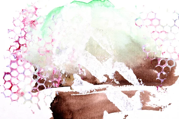 Çok Renkli Soyut Arkaplan Suluboya Bal Peteği Desenli Beyaz Kağıt — Stok fotoğraf