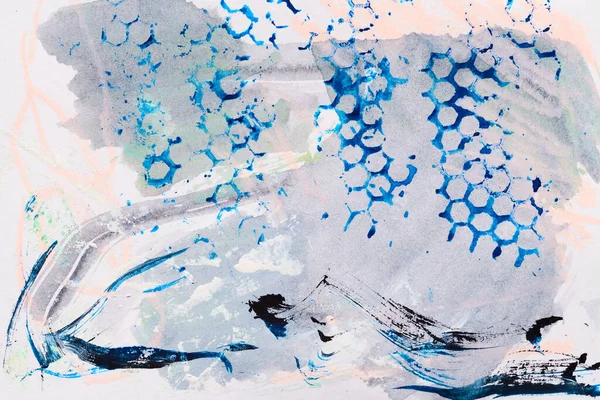 Meerkleurige Abstracte Achtergrond Aquarelverf Vlekken Lijnen Stippen Wit Papier Lila — Stockfoto