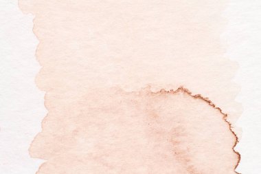 Soyut arkaplan, beyaz kağıttaki suluboya lekeleri, kahverengi mürekkep.