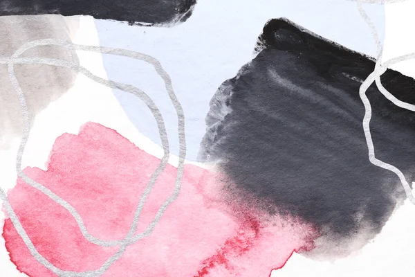 Πολύχρωμο Αφηρημένο Φόντο Κηλίδες Υδατοχρώματος Και Κηλίδες Λευκό Χαρτί Ροζ — Φωτογραφία Αρχείου