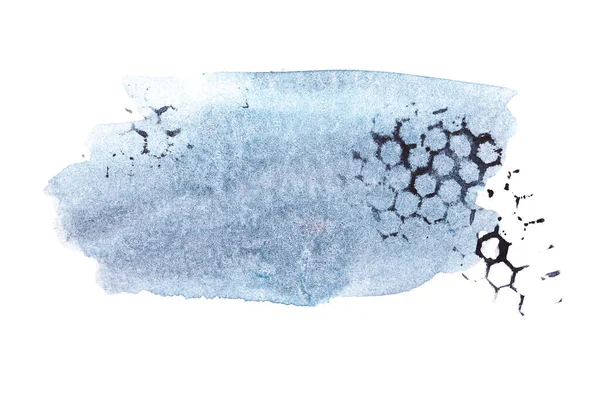 抽象的な背景 水彩画のブロット 白いペーパーの汚れ 青いインク — ストック写真