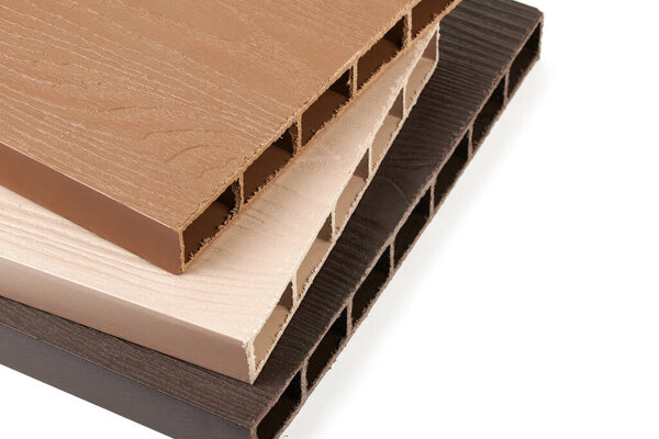 Пластиковая палуба, wpc материал для строительства террас изолированы на белом фоне