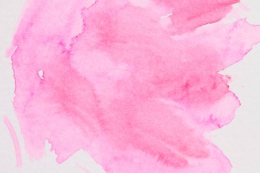 Soyut sıvı sanat arka planı. Beyaz kağıt üzerinde pembe suluboya lekeler