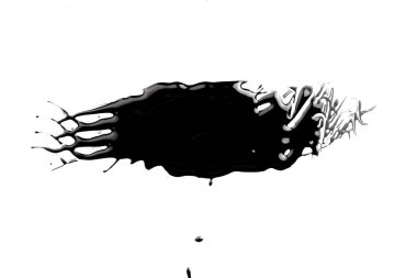 Akrilik boya lekesi, kaotik fırça darbesi, beyaz kağıt üzerinde akan nokta. Yaratıcı siyah arkaplan, sıvı ar