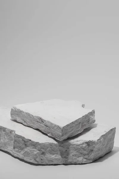 Пьедестал Плоского Камня Белый Шаблон Фон Баннера Минимализм Концепции Пустой — стоковое фото