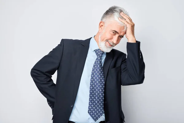 Portrait Tired Adult Man Sad Face Feeling Emotional Burnout White — Stock Photo, Image