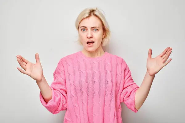 Portrait Girl Screaming Anger Freaking Out Breakdown White Background Depression — Stock Photo, Image