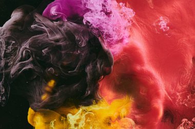 Soyut renkli arkaplan. Değişken renkli boya akışı, sıvı sıvı sanat