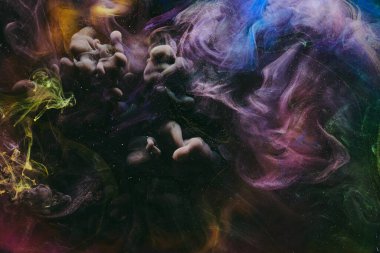 Soyut renkli arkaplan. Değişken renkli boya akışı, sıvı sıvı sanat