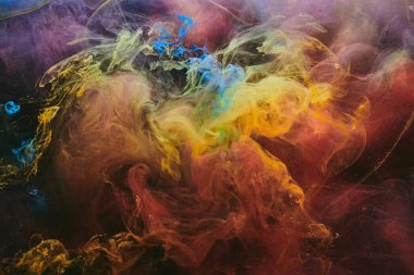 Soyut renkli arkaplan. Değişken renkli boya akışı, sıvı sıvı sanat