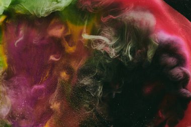 Soyut renkli arkaplan. Değişken renkli boya akışı, sıvı sıvı sanat