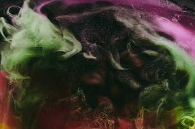 Soyut renkli arkaplan. Değişken renkli boya akışı, sıvı sıvı sanat