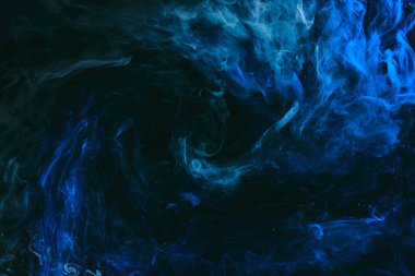 Soyut renkli duman arka planı. Mavi boya akışı, akışkan sanat