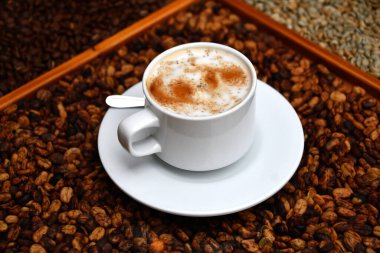 Filianka pysznej wieo palonej kawy o poranku, na plantacji kawy w Kostaryce clipart