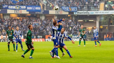July 10th, 2023: Header duel between IFK Gothenburg and Varberg in Swedish football league. 