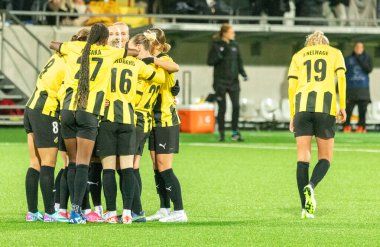 November 23th, 2023: UEFA Women's Champions League, Gothenburg, Hisingen. Players in BK Hacken celebrating 2-1 in match against Real Madrid. 