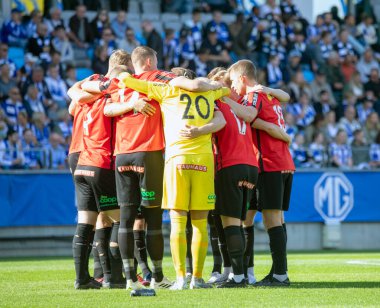 September 16th, 2023: Players in Brommapojkarna together before kickoff in match against IFK Gothenburg in Swedish allsvenskan, round 23. 