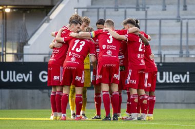 August 28th, 2023: Players in Skovde AIK together before kickoff in match against GAIS. Final result: 3-1.