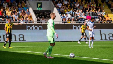 20 Ağustos 2023: BK Hacken kalecisi Peter Abrahamsson, Bravida Arena 'da IK Sirius' a karşı oynadığı maçta. Sonuç: 3-2.    