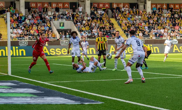 stock image August 20th, 2023: Player in BK Hacken in an scoring opportunity that ended outside goal in match against IK Sirius. Final result: 3-2. 