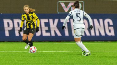 23 Kasım 2023: UEFA Kadınlar Şampiyonlar Ligi, Göteborg, Hisingen. BK Hacken ve Real Madrid arasında maç yaptığım an..