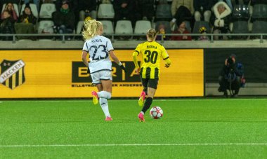 23 Kasım 2023: UEFA Kadınlar Şampiyonlar Ligi, Göteborg, Hisingen. BK Hacken ve Real Madrid arasında maç yaptığım an..