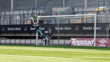 June 2nd, 2024: Goalkeeper in Gefle IF, Tobias Johansson trying to save shot from long distance by Edi Sylisufaj, leading to 2-0. Final result 3-0. clipart