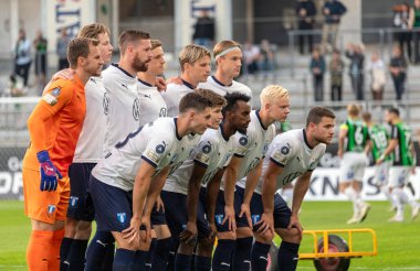 September 18th, 2024: Players for Malmo FF together before takeoff in match against GAIS in Swedish football league. Final result: 0-0.